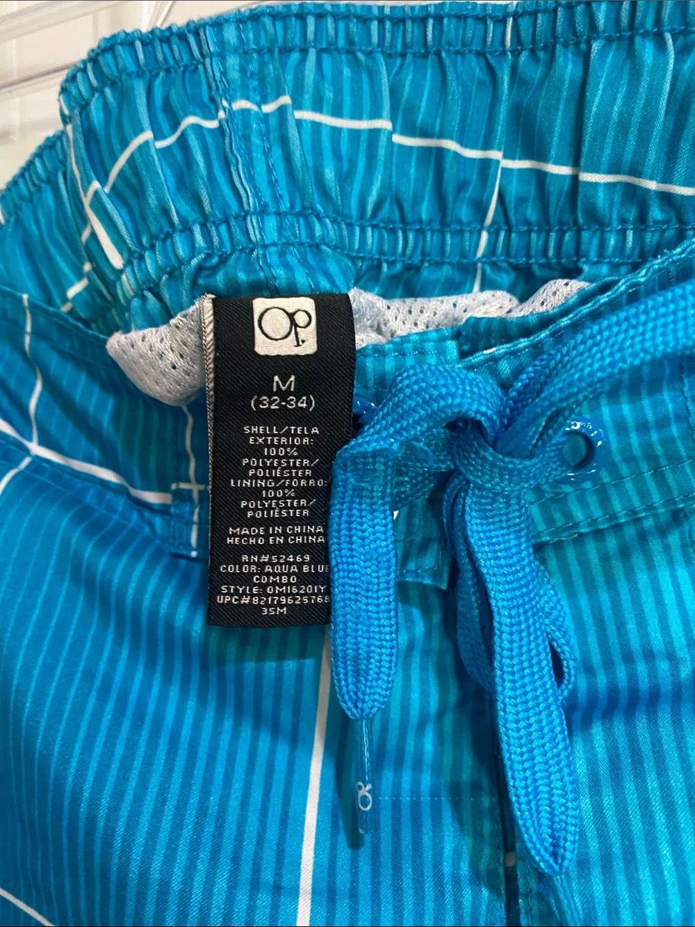 OP Turquoise Plaid Swim Board Shorts